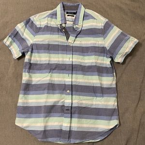 Nautica Blue Striped Button Down Tee